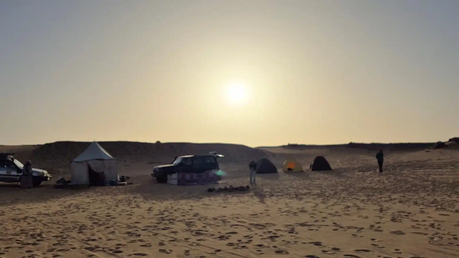 White Desert camp prepared for an overnight traveler
